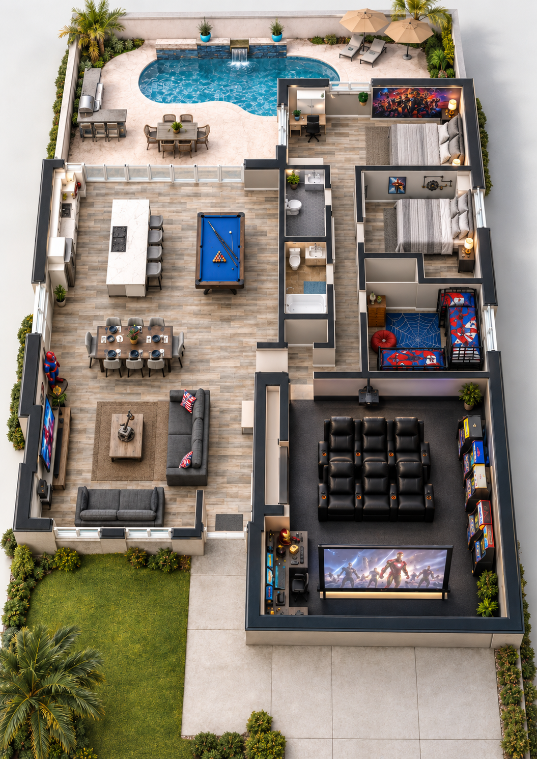 Explore the layout illustrated overhead layout