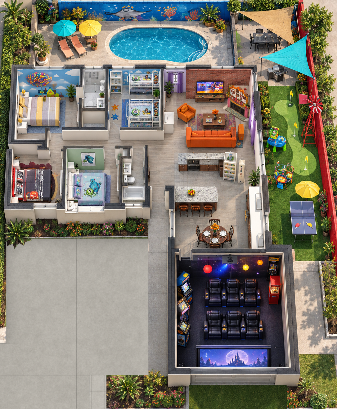 Explore the layout illustrated overhead layout