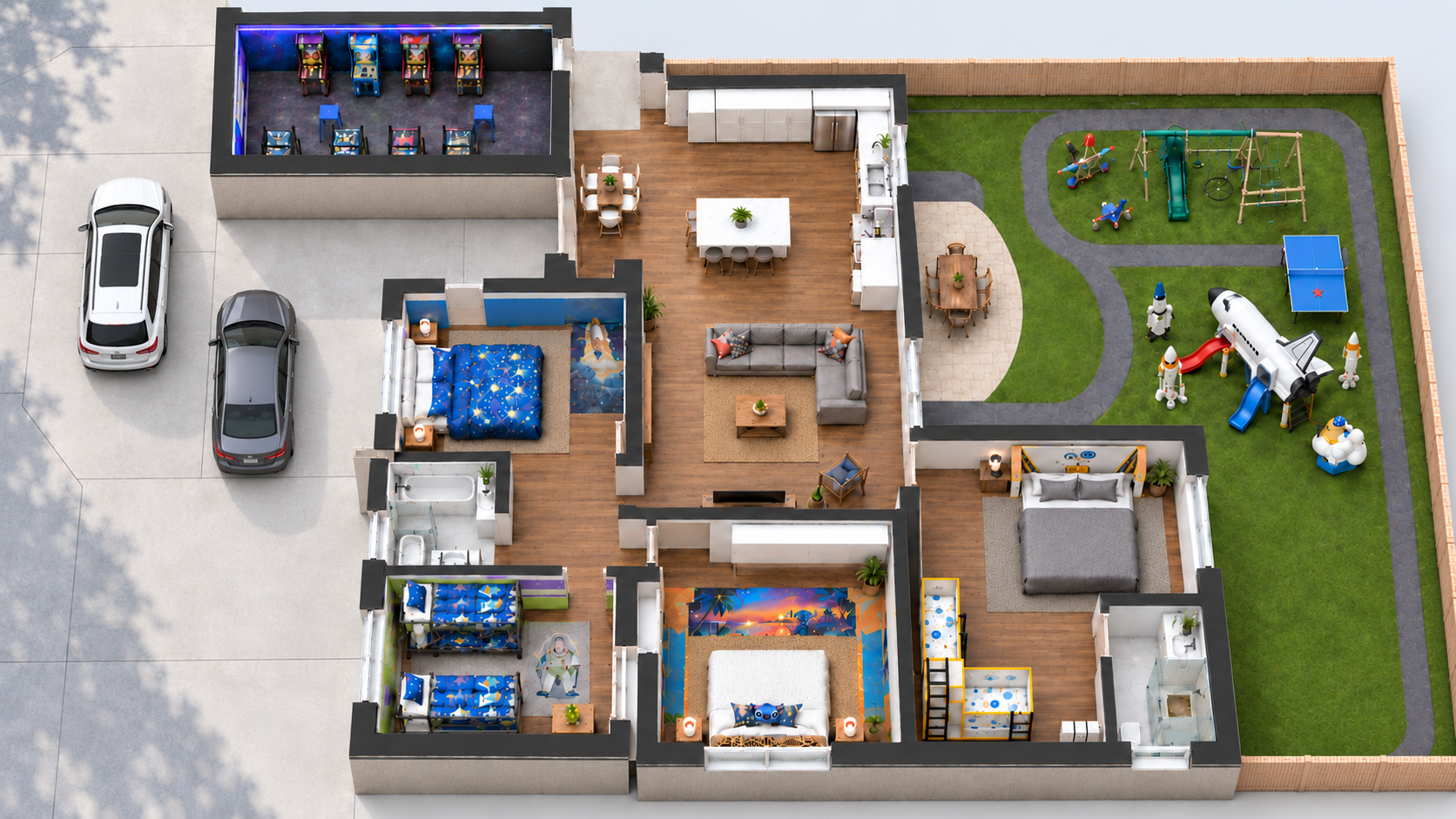 Explore the layout illustrated overhead layout