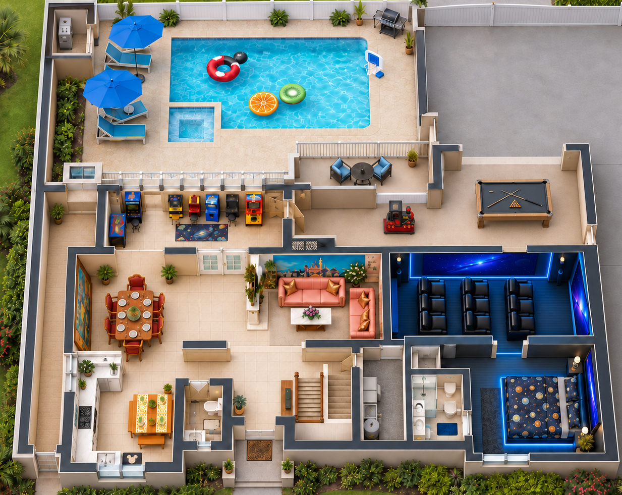 Explore both floors illustrated overhead layout